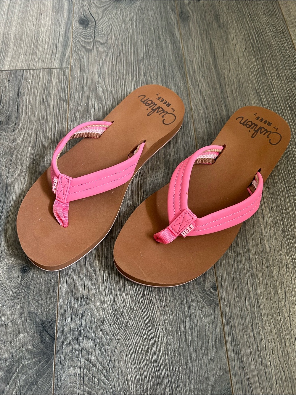Reef Women's Pink Strap Brown Footbed Sandals